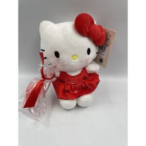 NEW Sanrio Hello Kitty Christmas Plush 7” Red Dress Candy Canes